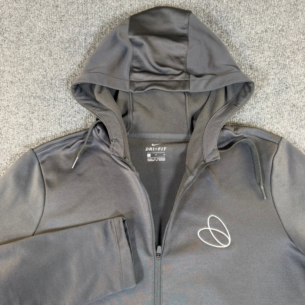 Nike Dri-FIT Mens Full Zip Hoodie Jacket Gray Fleece Lined‎ Athletic Large 3064